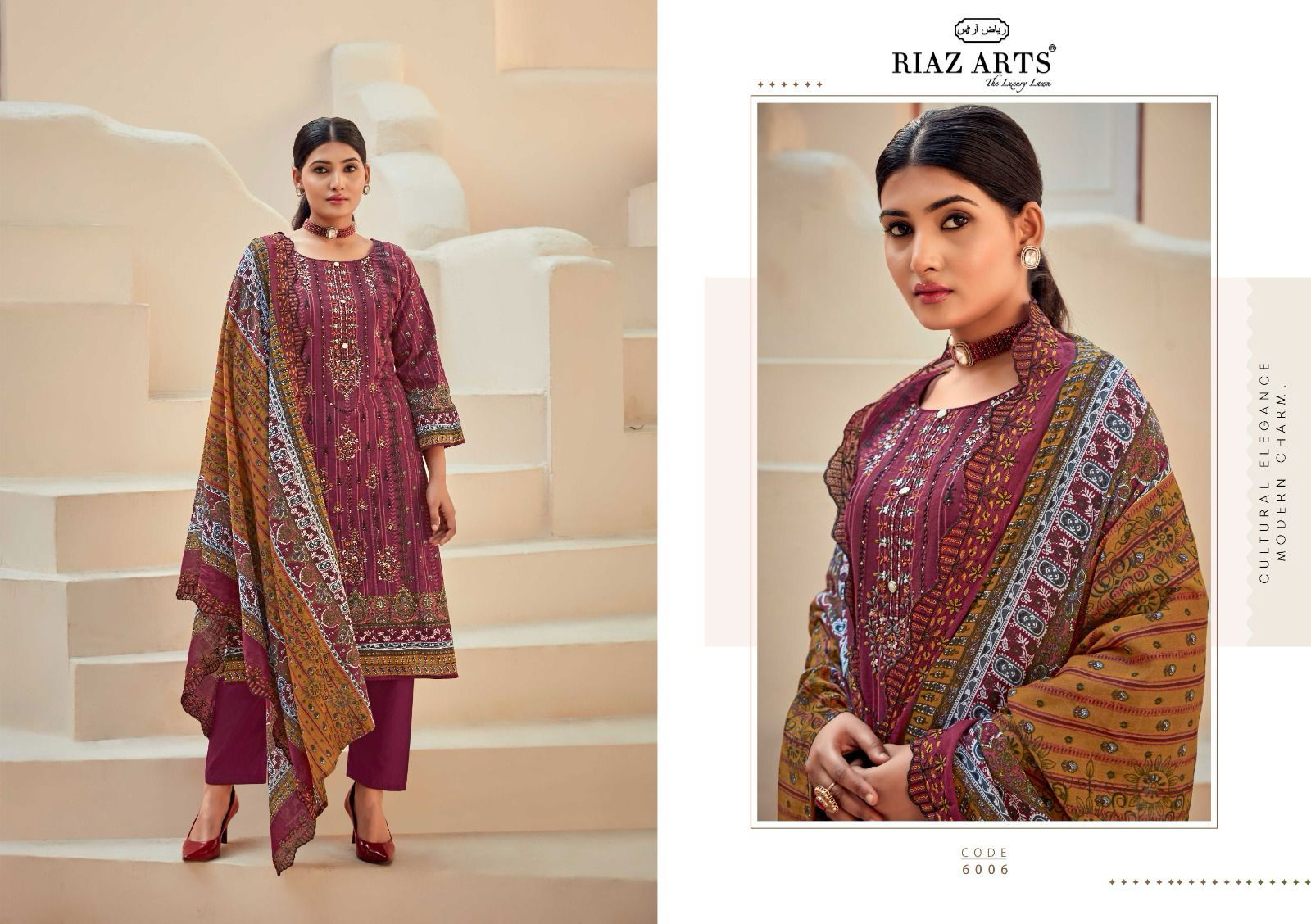 Bin Saeed Vol 6 By Riaz Arts Cotton Printed Dress Material Orders In India